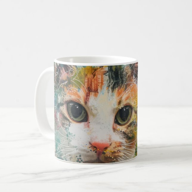 Mug Chats d'aquarelle Boho - Art de la féline terrestr (Devant gauche)