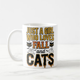 Mug Chats d'automne fille d'Halloween Graphisme vintag