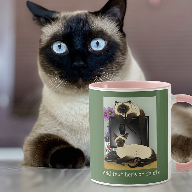 Mug Chats de Bureau Informatique Siamois Drôle de Méfa (Créateur téléchargé)
