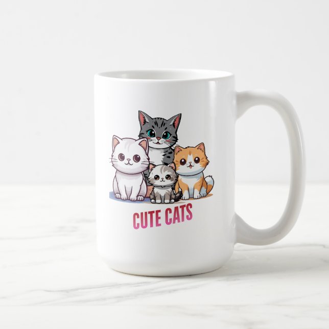 Mug Chats de Dessin Animé Mignons Création pour Amateu (Droite)