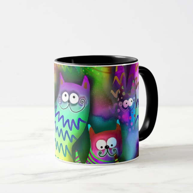 Mug Chats de dessin coloré (Devant droit)
