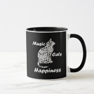 Mug Chats de musique Bonheur - Citation d'amoureux de