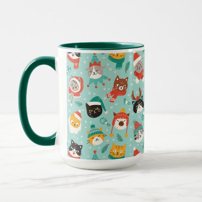 Mug Chats de Noël en Chandails de vacances Motif (Gauche)