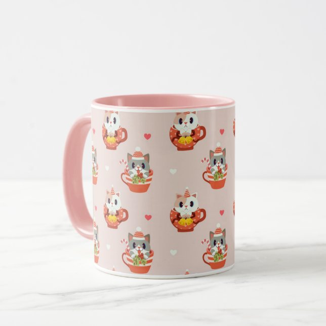 Mug Chats de Noël mignons (Devant gauche)