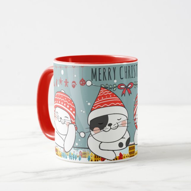 Mug Chats de Noël mignons (Devant gauche)