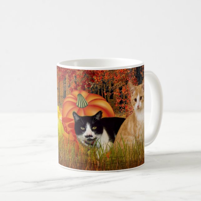 Mug Chats de saison d'automne en Citrouille Patch / St (Devant droit)
