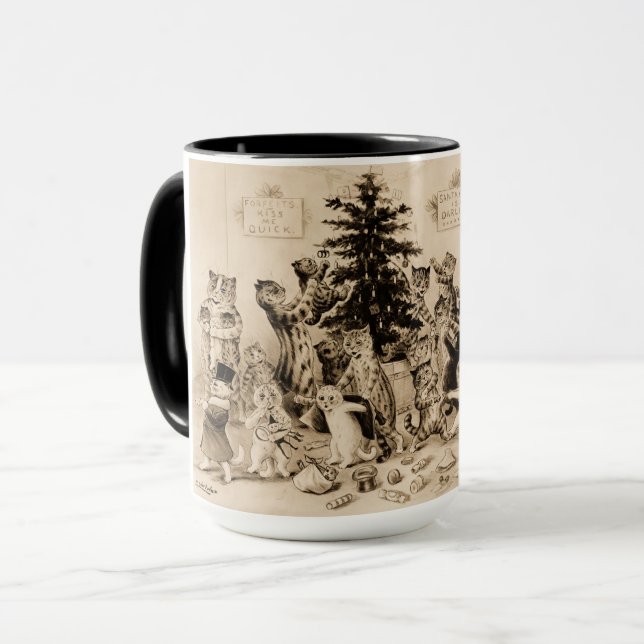 Mug Chats décorant l'arbre de Noël par Louis Wain (Devant gauche)