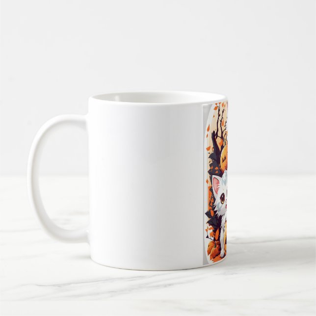 Mug Chats d'Halloween Mignons avec Citrouille  (Gauche)