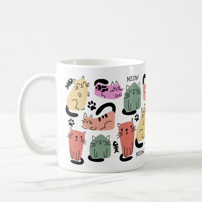 Mug Chats Doodles Et Empreintes de pattes (Gauche)
