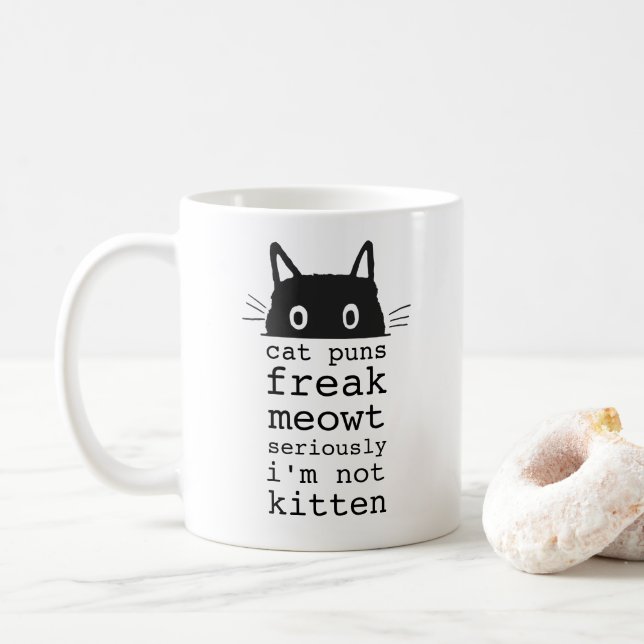 Mug Chats drôles hilarants Puns Freak Meowt (Avec donut)