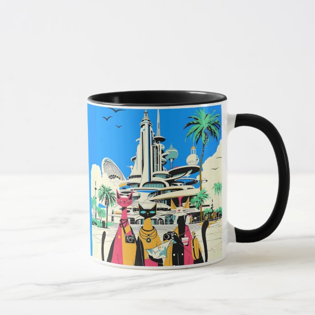 Mug Chats en vacances Visiter l'avenir (Droite)