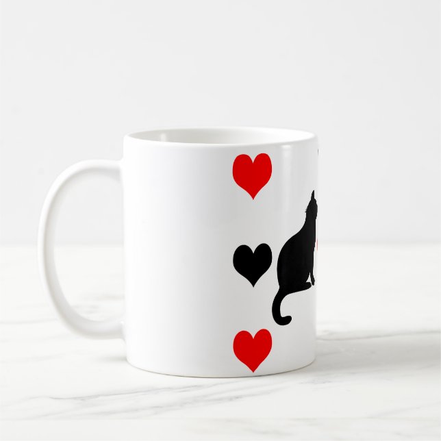 Mug Chats et motifs de coeur (Gauche)
