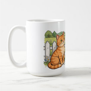 Mug Chats et poulets de ferme près de la clôture à pic