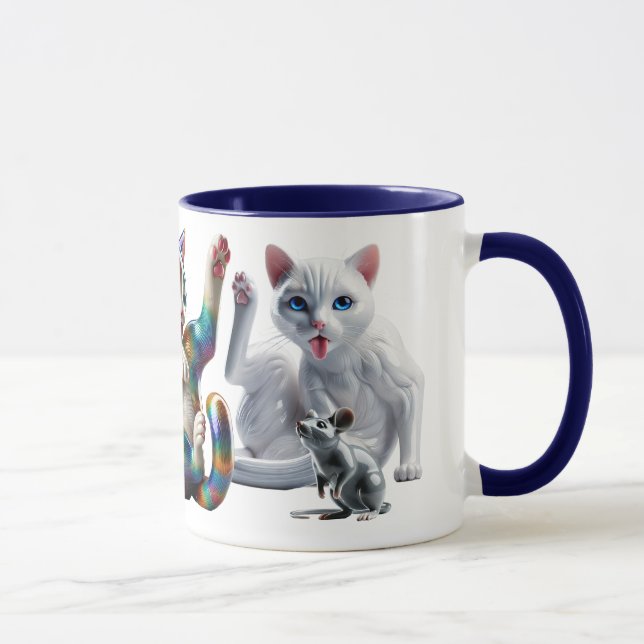 Mug chats et souris réalistes en 3D. (Droite)