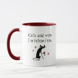 Mug Chats et vin Feline Belle Pun à vin avec chat