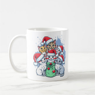 Mug Chats Festifs avec chapeaux de Père Noël et fête