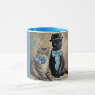 Mug Chats gris tabby et noirs adorables et bien habill