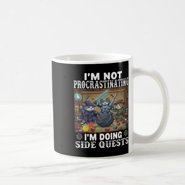 Mug Chats Je ne procrastine pas, je fais des quêtes se (Droite)