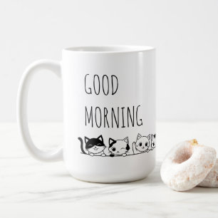 Mug Chats joli, dessinés à la main en noir et blanc bo