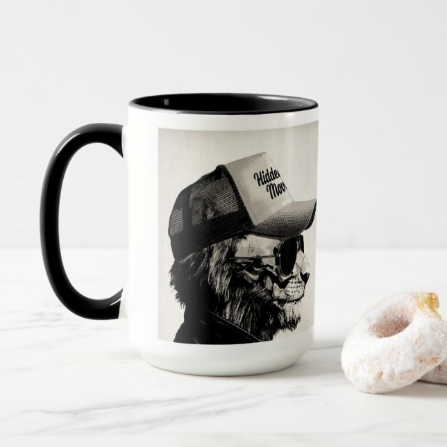 Mug chats lunettes d'aviation cachées bouge drôle mule (Avec donut)