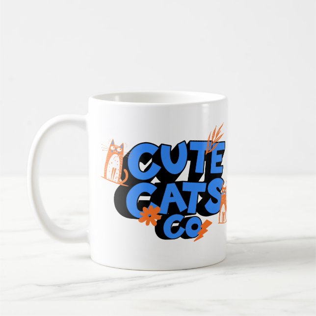 Mug Chats Mignons Art Amusant et Heureux (Gauche)