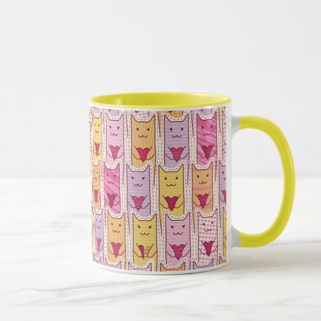 Mug Chats mignons avec les coeurs affectueux (Droite)