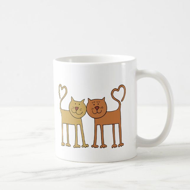 Mug Chats mignons de bande dessinée avec des queues (Droite)