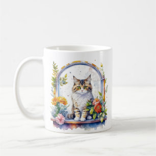Mug Chats mignons en fenêtre de fleurs