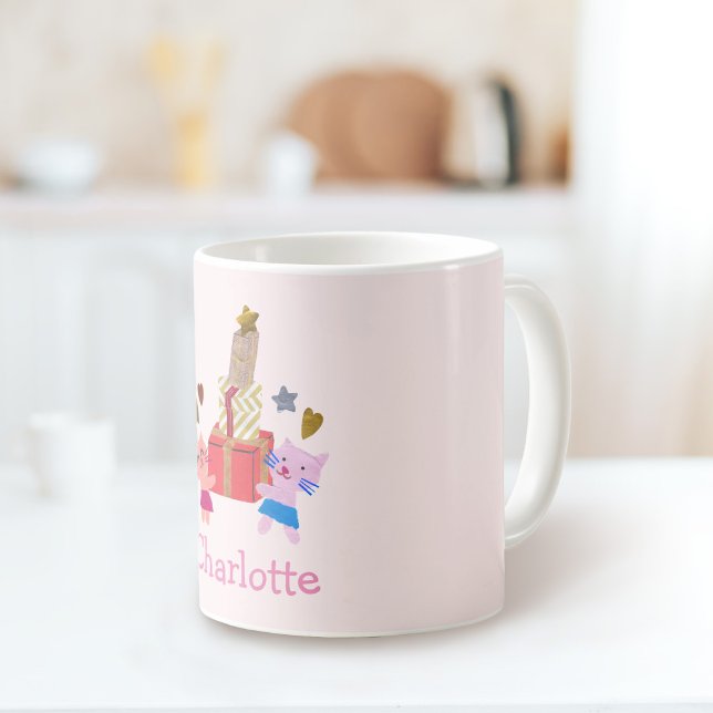 Mug Chats mignons et cadeaux| Nom rose (Créateur téléchargé)
