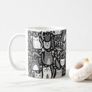 Mug Chats mignons Fun Floral Kitten Motif noir et blan