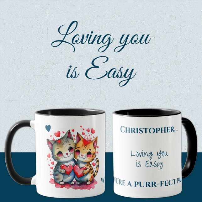 Mug Chats mignons qui vous aiment nom personnalisé ble (Créateur téléchargé)
