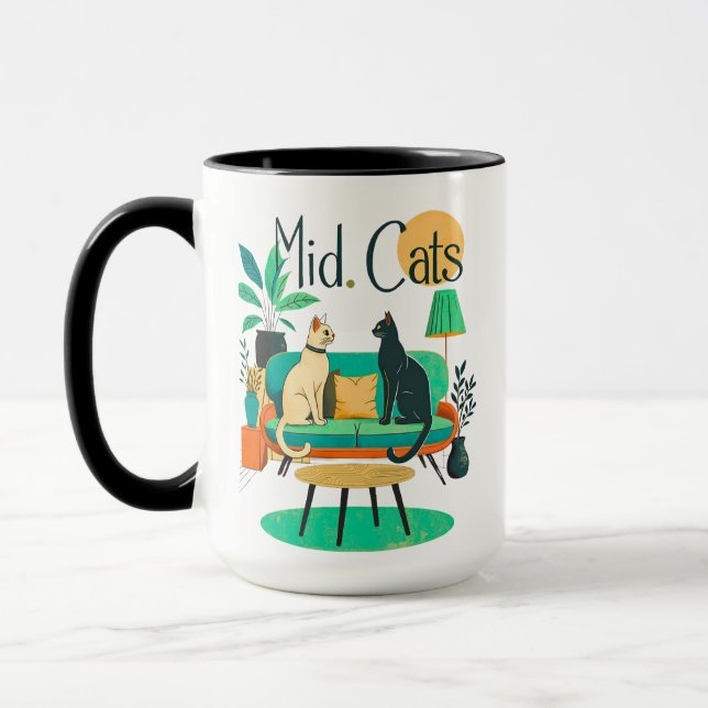 Mug Chats Modernes du Milieu du Siècle à la Maison (Gauche)