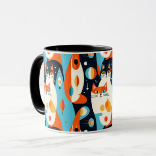 Mug Chats modernes du milieu du siècle sur un Arrière 