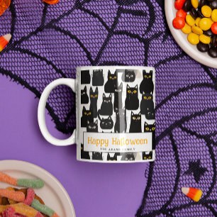 Mug Chats noirs éffrayants Nom personnalisé Joyeux Hal