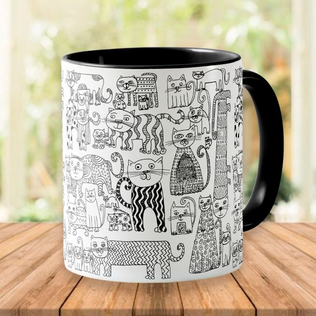 Mug Chats noirs et blancs à motif tendance amusant (Créateur téléchargé)