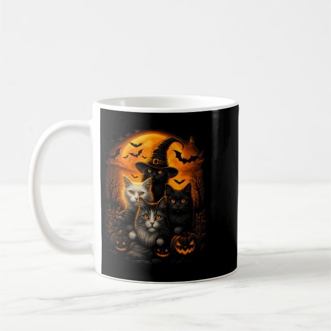 Mug Chats noirs et blancs d'Halloween avec citrouilles (Gauche)