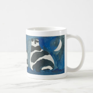 Mug chats noirs et blancs sous la lune