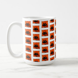 Mug Chats noirs Halloween Carrés orange dessin animé