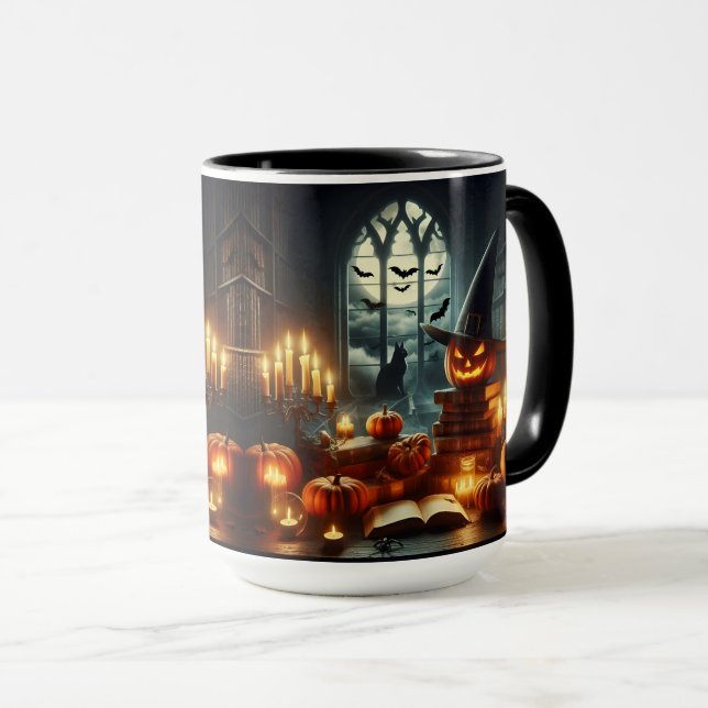 Mug Chats noirs, Jack-O-Lanterns et chauves-souris (Devant droit)