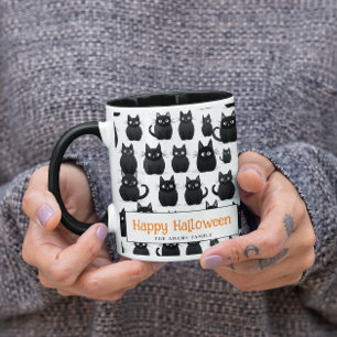 Mug Chats noirs Nom personnalisé Bonne Halloween
