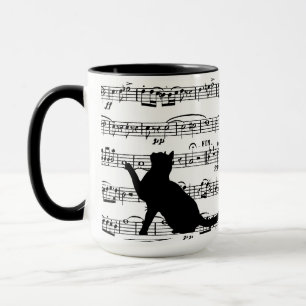 Mug Chats noirs sur feuille de musique
