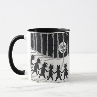 Mug Chats noirs tenant les mains au clair de lune ・ Lo