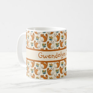 Mug Chats orange et blanc Style d'art naïf Bloc de cou