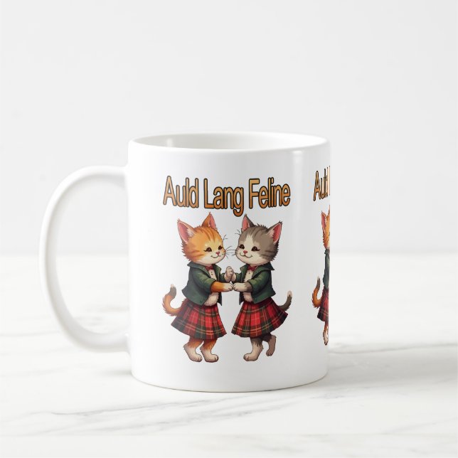 Mug Chats orange félins dansant à la ceilidh d'Auld La (Gauche)