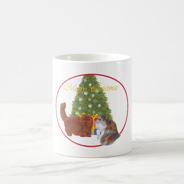 Mug Chats Persans Rouges et Calico Noël (Centre)