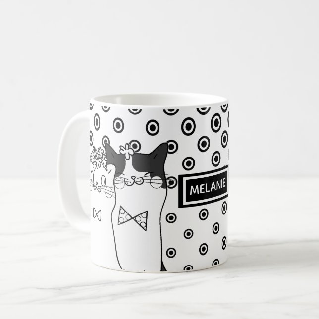 Mug Chats pointillés mignons dans l'amour personnalisé (Devant gauche)