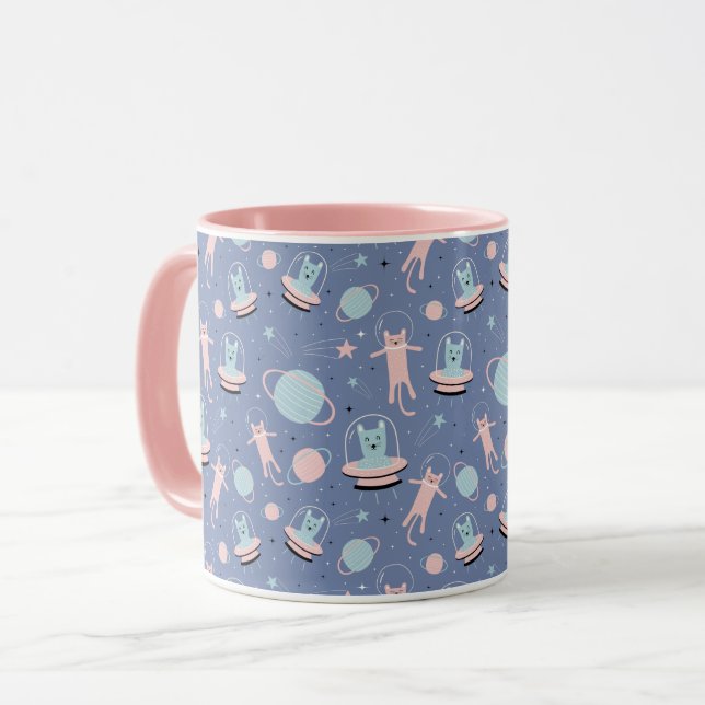 Mug Chats spatiaux mignons (Devant gauche)