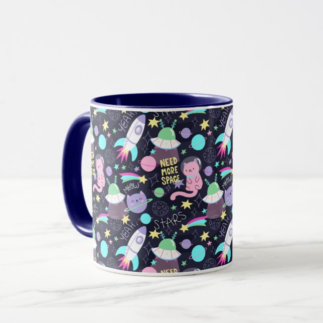Mug Chats spatiaux mignons (Devant gauche)