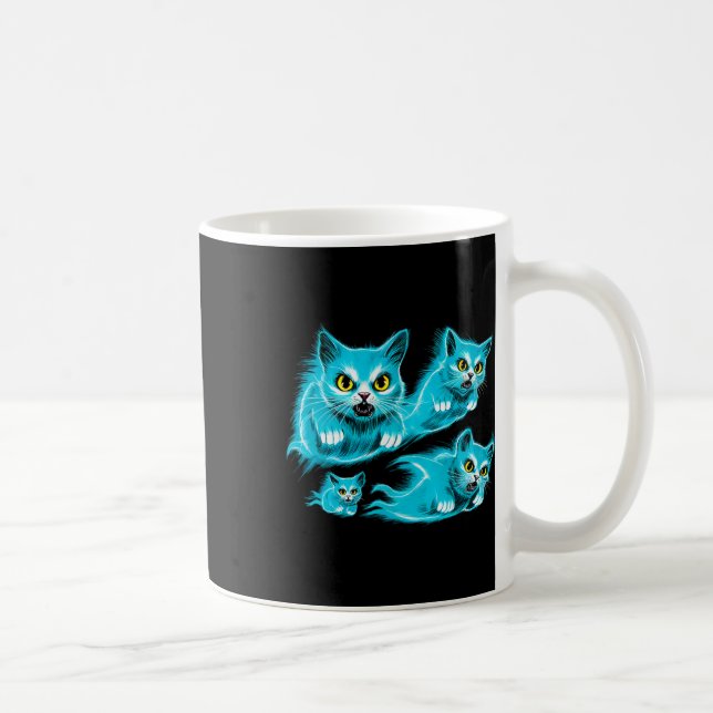 Mug Chats Spectraux Halloween Drôle Fantôme Volant Tee (Droite)
