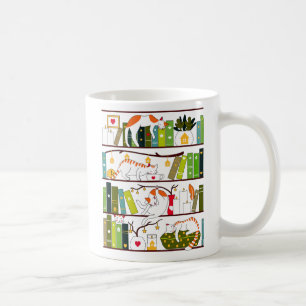 Mug Chats Sur La Librairie, Chat Et Livre Cadeau Lover